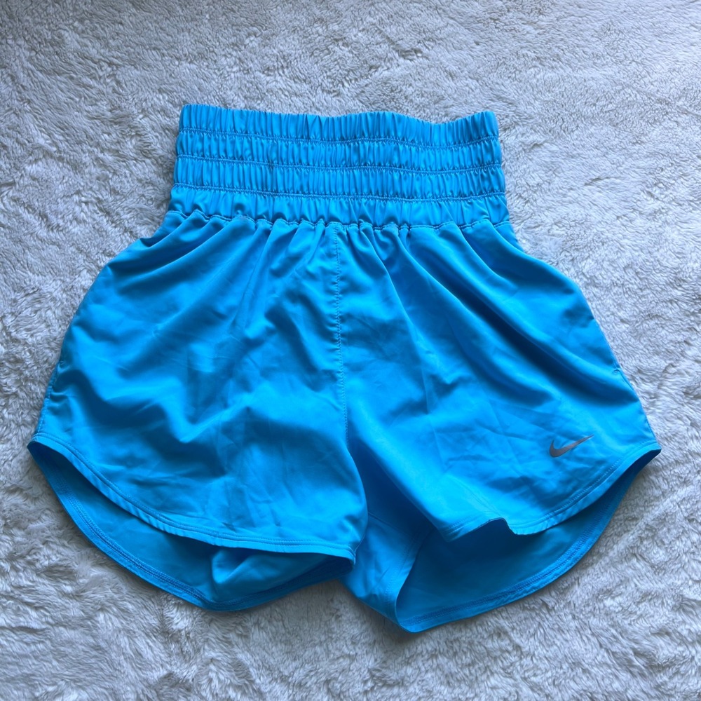 Nike Womens Dri-FIT Blue High Waisted Smocked Running Shorts Womens Size XS NWOT